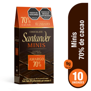 CHOCOLATINA SANTANDER MINIS 70%CACAO 90g