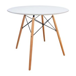Mesa Comedor Redonda Tipo Eames Madera Balnca