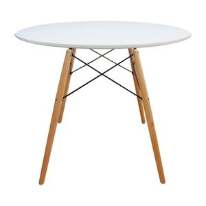 Mesa Comedor Redonda Tipo Eames Madera Balnca