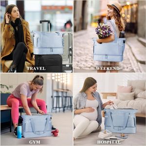 Bolso Maleta Mulifuncion Gym Viajes Para Dama 2 Piezas Azul