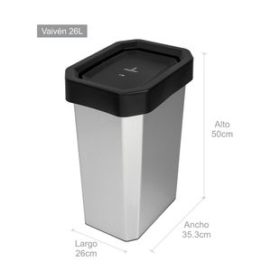 Canecas EstraBins  vaivén 26L Negro - No aprovechable IML Metalizado