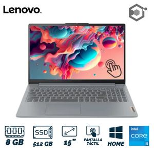 Portátil Lenovo Ideapad Slim 3 15IRHB Intel Core i5 12450H 8GB RAM SSD 512GB 15P Windows Home Touch