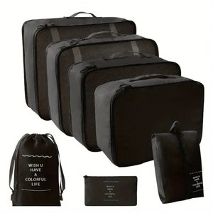Organizador de Maletas para Viaje Set 7 piezas Impermeable-NEGRO