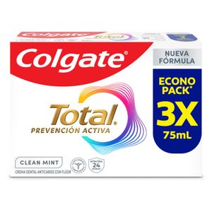 Crema Dental Colgate Total Clean Mint Prevención Activa 75 Ml X3 Unds