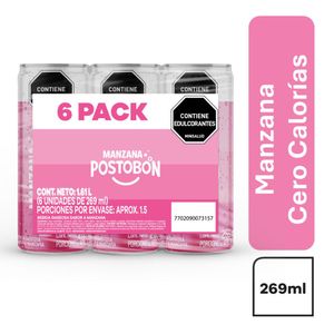 GASEOSA POSTOBON MANZ CERO LAT 269ML X6