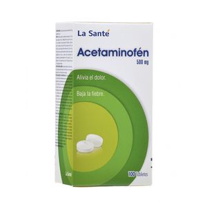 Acetaminofén La Santé 500 Mg Alivia Dolor y Fiebre X100 Tabletas