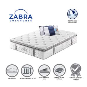 Colchón Zabra Mistral Luxor Resortado Doble 140 x 190 x 32 + Almohada