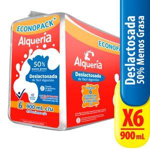Leche Alquería Uht Deslactosada 900 Ml X6 Unds