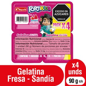 Gelatina Alquería Fresa Sandía 90 G X4 Unds