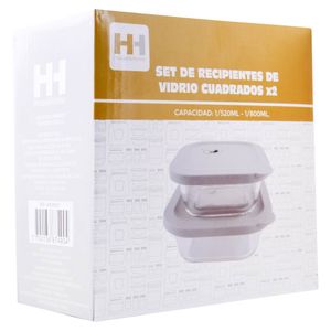 Set Recip H&H X2 Cuadrad Vidrio Am03M031