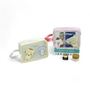 Cosmetiquera Yoyoso Transparente Amarilla Mediana 2 Gatos
