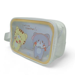 Cosmetiquera Yoyoso Transparente Pequeña 2 Gatos Amarillo