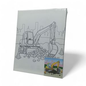 Set Yoyoso de Lienzo y Pinturas en 24x30 con Excavadora