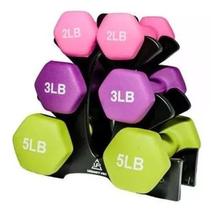Set Kit Mancuernas Pesas 2, 3 Y 5 Lbs Forro Neopreno Y Soporte