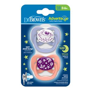 Chupos Glow In The Dark Nivel 1 (0-6m) Niña Dr. Brown's