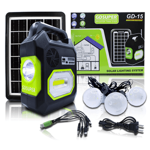 Sistema Iluminación LED Solar Cargador Radio FM