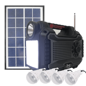 Radio Portátil Bluetooth USB SD Kit Solar 4 Bombillos