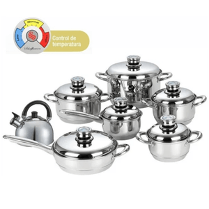 Bateria De Ollas Acero Quirúrgico Schaffhausen Juego 13 Pz