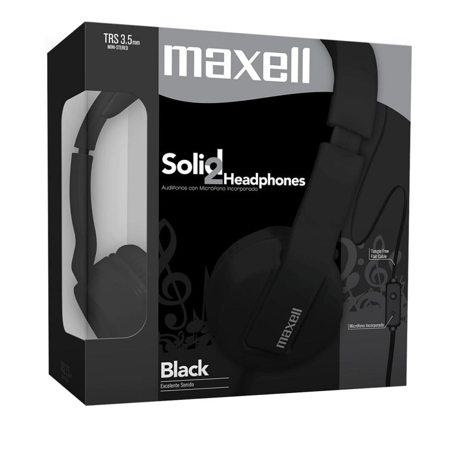 DIADEMA MAXELL CON MICR FONO SOLIDS2 SMS 10 NEGRO Ol mpica