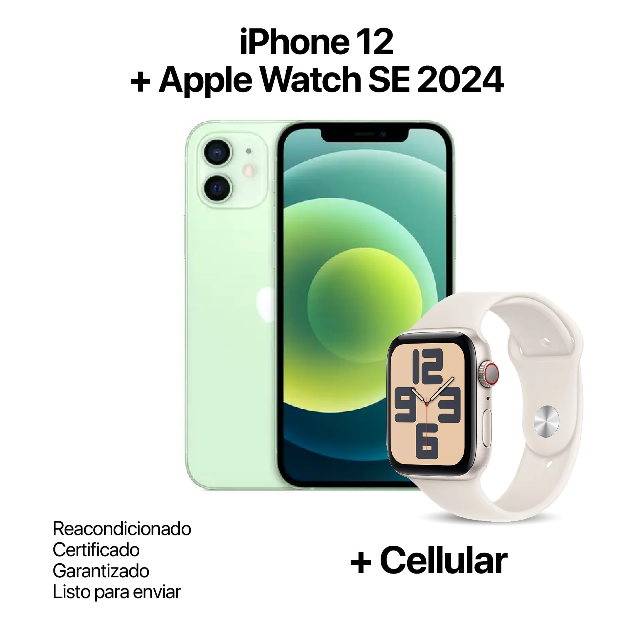 Celular Reacondicionado iPhone 12 256Gb Verde Apple Watch SE 2024  Reacondicionado