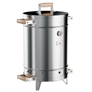 Asador Ahumador Pal Asado Tipo Barril Mediano Acero Inoxidable