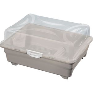 Porta Vajillas Rimax Con Escurridor Gigante Taupe 9645