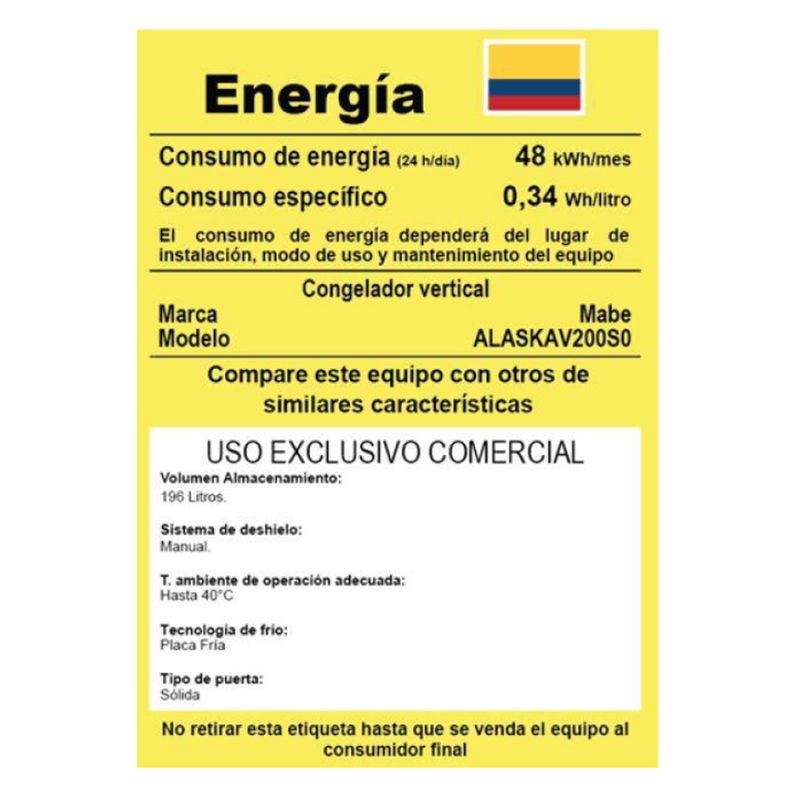 CongeladorMABEVertical196LitrosBrutosSilverMabeALASKAV200S0