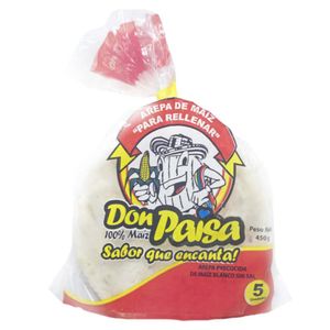 Arepa Don Paisa para Rellenar sin Sal 450 G X5 Unds