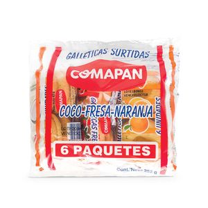 Galleta Comapan Surtida Coco Fresa Naranja 252 G X6 Unds