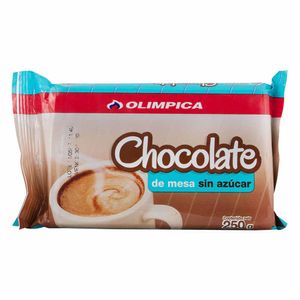 Chocolate de Mesa Olimpica Tradicional sin Azúcar 250 G