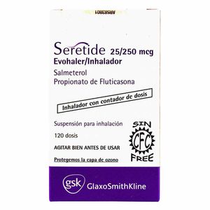 Seretide 25/250 Mcg Glaxo Inhalador Con Contador X120 Dosis