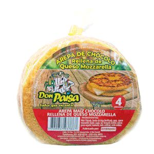 Arepa Don Paisa Chócolo con Queso Mozzarella 400 G X4 Unds