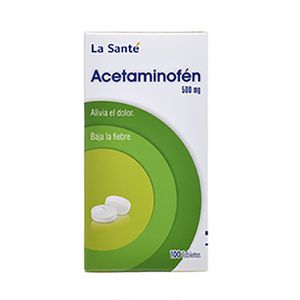 Acetaminofén La Santé 500 Mg Alivia Dolor y Fiebre X100 Tabletas