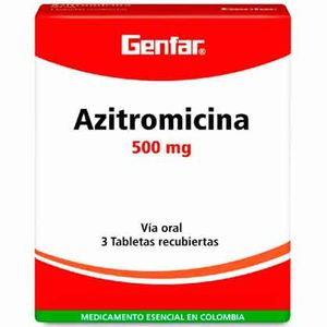 Azitromicina 500 Mg Genfar X3 Tabletas