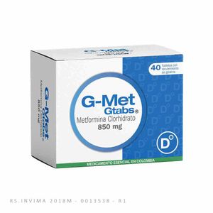G-Met GTabs 850 Mg Diabetics X40 Tabletas