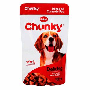 Alimento Perro Chunky Delidog Húmedo Trozos de Res 100 G