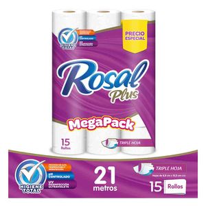 Papel Higiénico Rosal Plus Mega Pack 21m X15 PROM