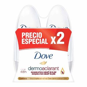 Desodorante Dove Roll On Dermo Aclarante 50 Ml X2 Unds