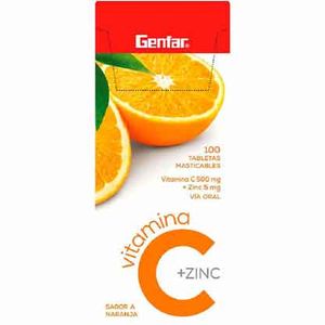 Vitamina C + Zinc Genfar Naranja X100 Tabletas