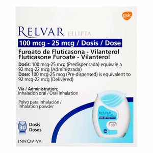 Relvar Ellipta 100 / 25 Mcg Caja X 30 Dosis