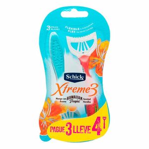 Máquina de Afeitar Schick Xtreme 3 Hawaiian Tropic X4 Unds