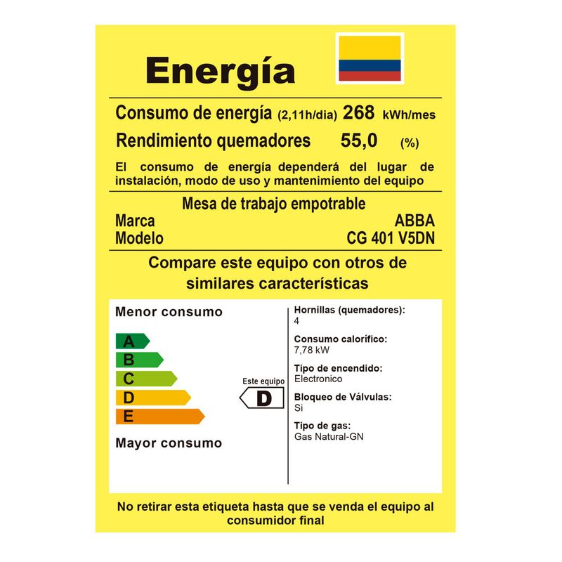 Estufa-de-Empotrar--ABBA-MASTER-CHEF--CG-401-V5DN-N--Gas-Natural