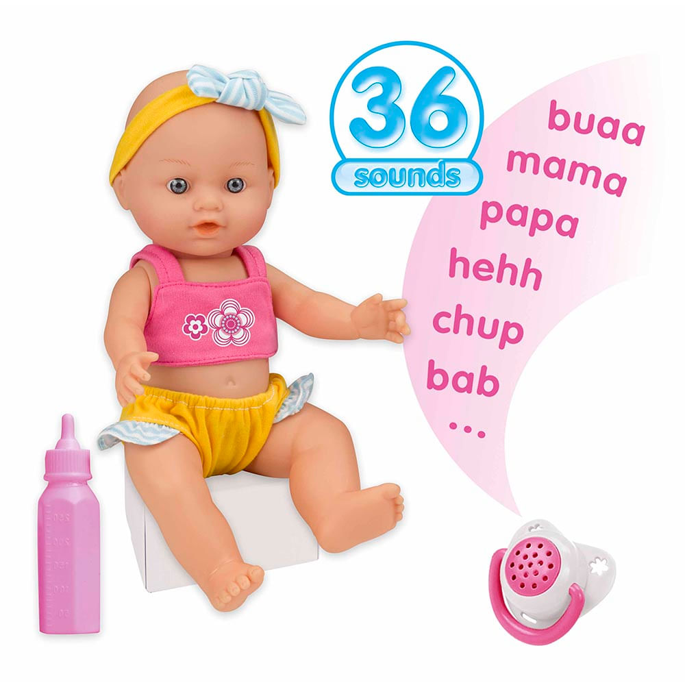 Juguete Muñeca Bebé con Accesorios Biberón, Chupón, Cubiertos Muñeco para  Niñas rosa Grande