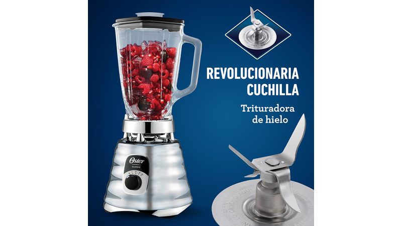 LICUADORA OSTER CLASICA 1 25 LT VASO VIDRIO 3 VELOCIDADES CROMADA 2114081.0 Olimpica