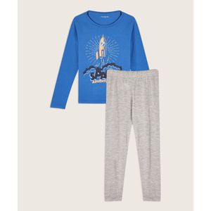 Pijama Camiseta Manga Larga Estampada Y Pantalón Unicolor