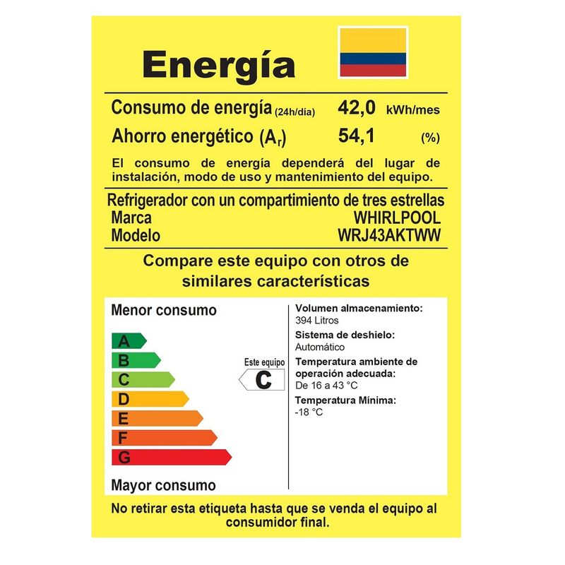 Nevera-Top-Mount-WHIRLPOOL-WRJ43AKTWW-398-Lts-Brutos-Acero