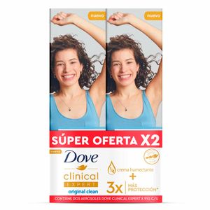 Desodorante Dove Clinical Expert Original Clean Spray 150 Ml X2 Unds