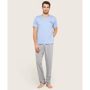 Pijama Corto Largo. Camiseta Screen Nautico Con Pantalon En Punto Estampado