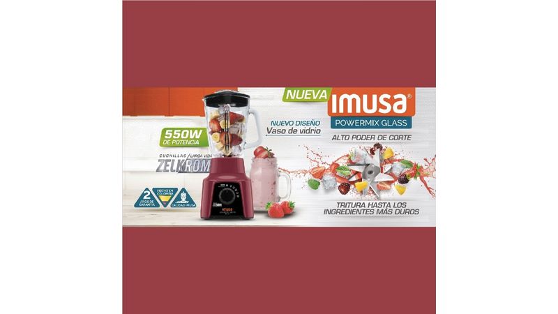 LICUADORA IMUSA POWEMIX GLASS 5 VELOCIDADES VINOTINTO Ol mpica