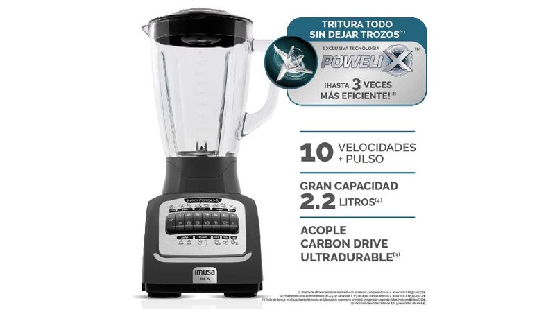 LICUADORA IMUSA INFINY FORCE XL 12 VELOCIDADES GRIS Ol mpica